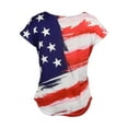 thumbnail image 3 of Orqqct Women American Flag Print Tee Short Sleeve V-Neck USA Flag Top T-Shirt, 3 of 4