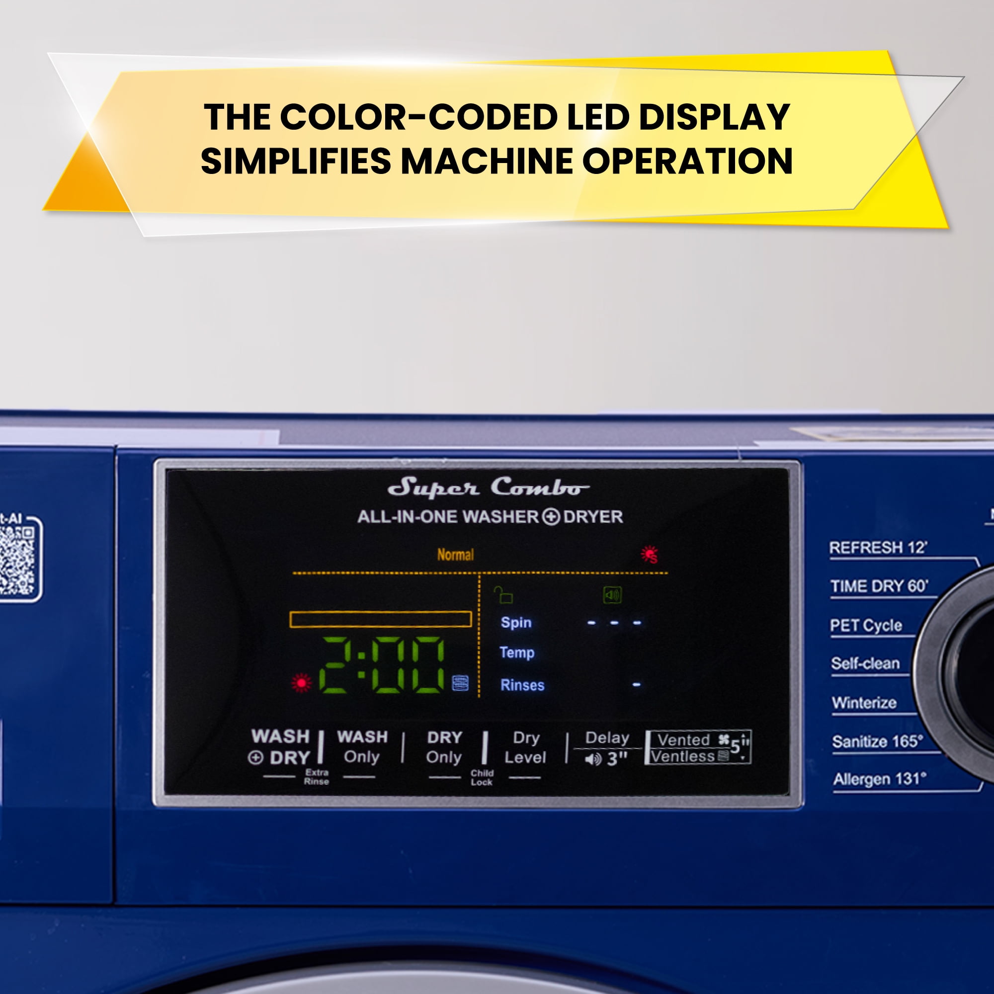 Equator 18 lbs Combo Washer Dryer Version 3 with Sanitize Allergen Winterize in Midnight Blue Color