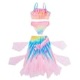 thumbnail image 6 of Girls Rash Guard Swimsuits Glitter Mesh 3 Piece Bikini Skirt Scale Printed Swimwear for Kids, 6 of 9