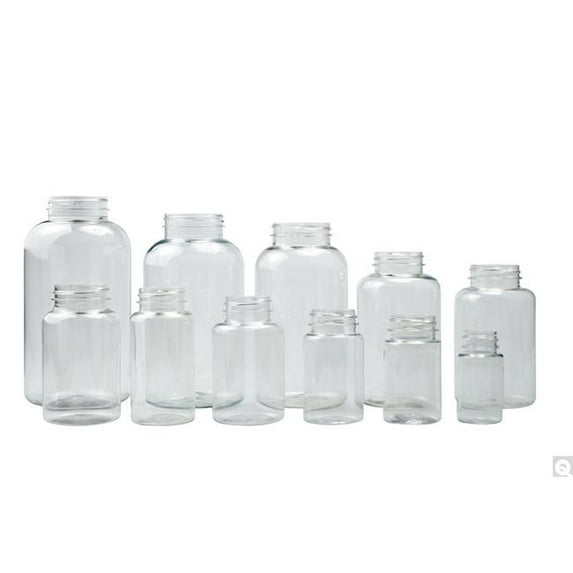 120 ml Clear PET Packer Bottles with 38-400 Green Thermoset F217 PTFE Lined Cap - Pack of 48