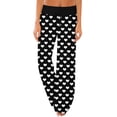 thumbnail image 2 of Women's Pajama Pants Sleepwear, Casual Drawstring Elastic Waist Pants, Comfy Straight Yoga Loose Trousers with Love Print,Black,3XL, 2 of 7