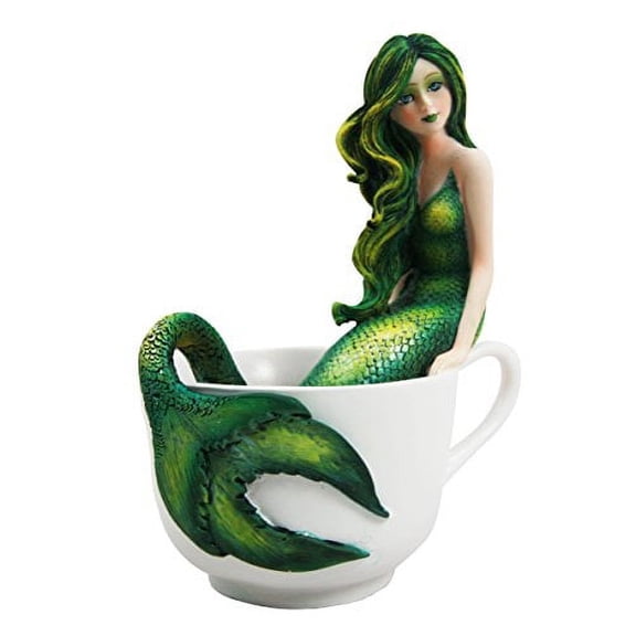 Amy Brown Tea Cup Atlantis Princess Green Emerald Mermaid Collector Figurine