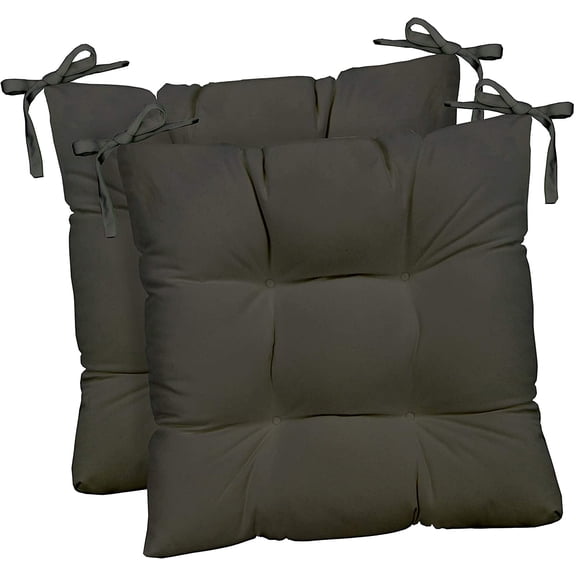 RSH Décor Indoor Outdoor Set of 2 Tufted Dining Chair Seat Cushions, 18.5" x 16" x 3", Grey