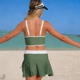 thumbnail image 5 of Vhkiploz 2 Piece Tankini Swimsuit for Women Pleated Drawstring Tank Top with High Waist Skirt Summer Swim Skirt Set Beach Pool Party Outfit Bathing Suit Army Green S, 5 of 5