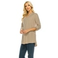 thumbnail image 2 of Haute Edition Women's Pattern and Solid 3/4 Roll Tab Sleeve Tunic Blouse Top, 2 of 5