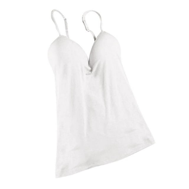 Sujetador incorporado Jumpingount con correa ajustable para mujer Camisetas sin mangas M Blanco