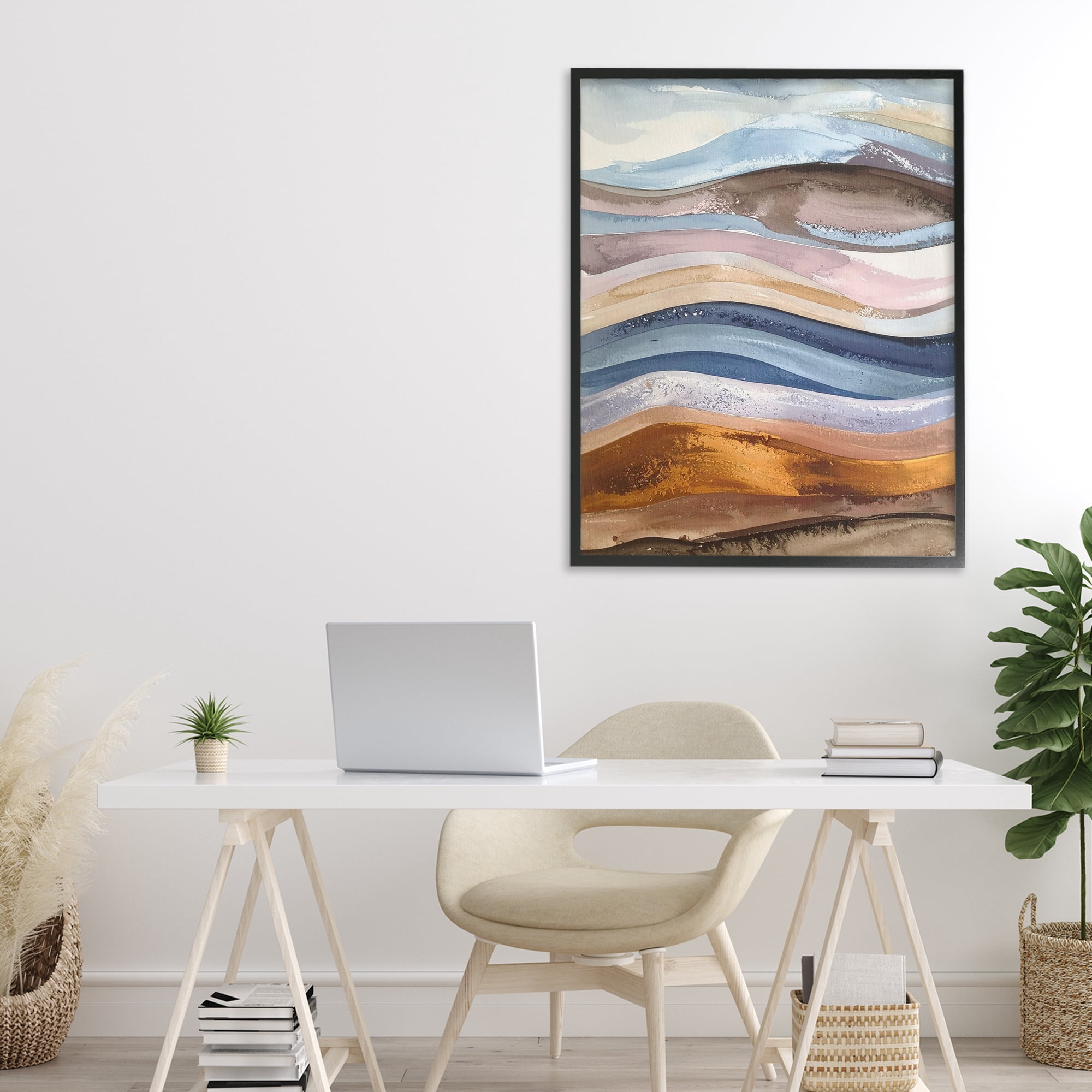 Stupell Industries Ocean Flow Layers Black Framed Giclee Art, design by Alonza Saunders