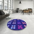 thumbnail image 3 of Ahgly Company Indoor Round Patterned MediumBlue Area Rugs, 4' Round, 3 of 6