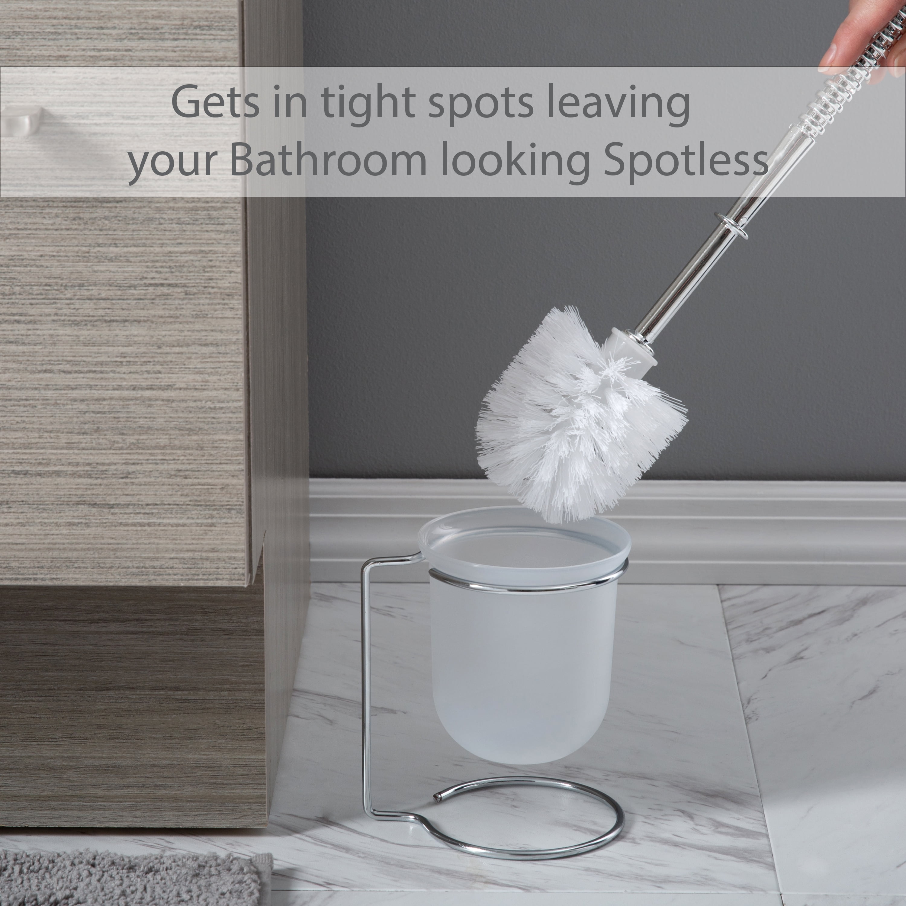 Bath Bliss 2 Pack Steel Toilet Brush and Holder in Chrome