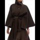 thumbnail image 3 of Ponchos con Mangas de Murciélago para Mujer, Abrigo de Lana con Cuello Alto y Cinturón, Chaqueta Corta de Invierno Café L, 3 of 8