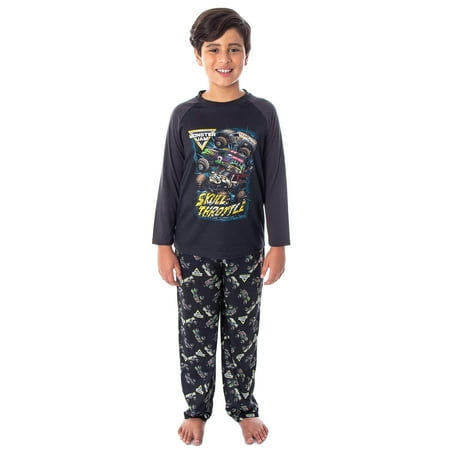 Intimo Monster Jam Boys' Grave Digger Monster Truck Shirt And Shorts 2  Piece Pajama Set