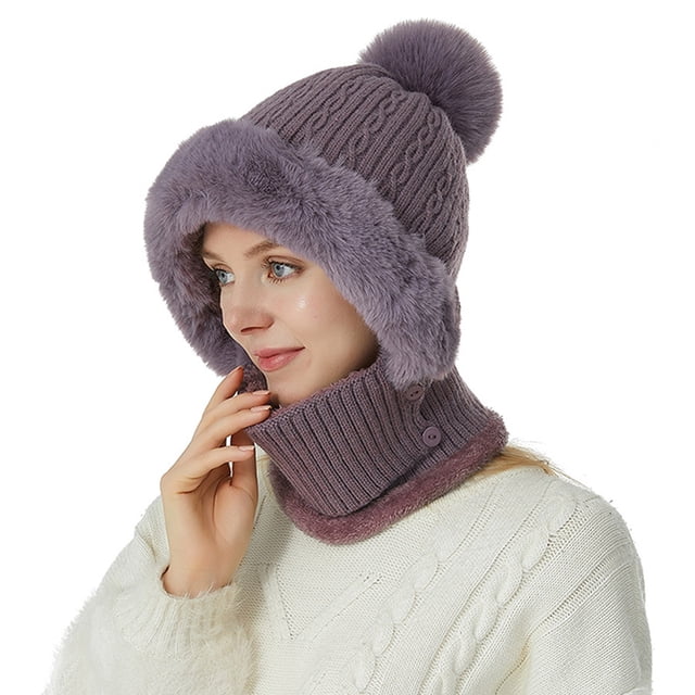 Womens Hat Neck Kit Fashion Simple And Versatile Knit Hat Womens Warm Ear Protection