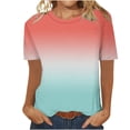 thumbnail image 7 of Ichuanyi Womens Summer Tops Trendy Gradient Color Print Short Sleeve Tshirts Shirts Crew Neck T Shirts Fashion, 7 of 7