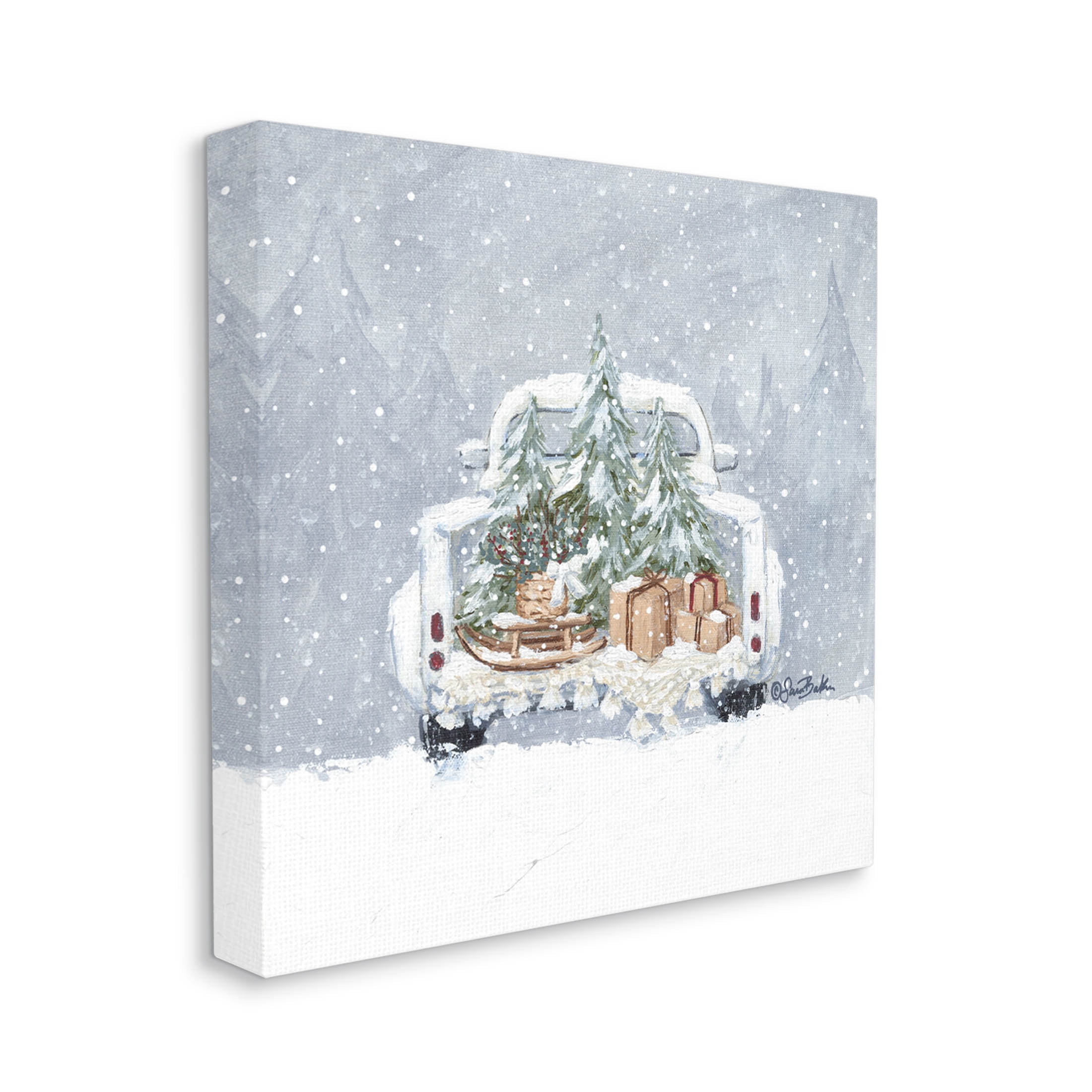 Winter Snow Holiday Gifts Holiday Painting Gallery Wrapped Canvas Print Wall Art