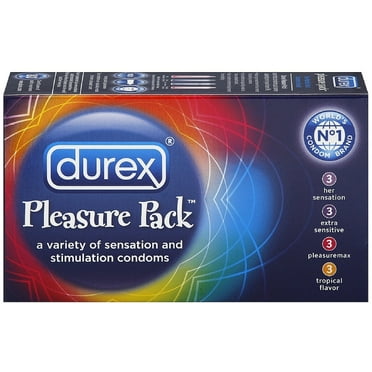 Durex Pleasure Pack Premium Lubricated Latex Condoms, Assorted 12 ea (Pack of 3)