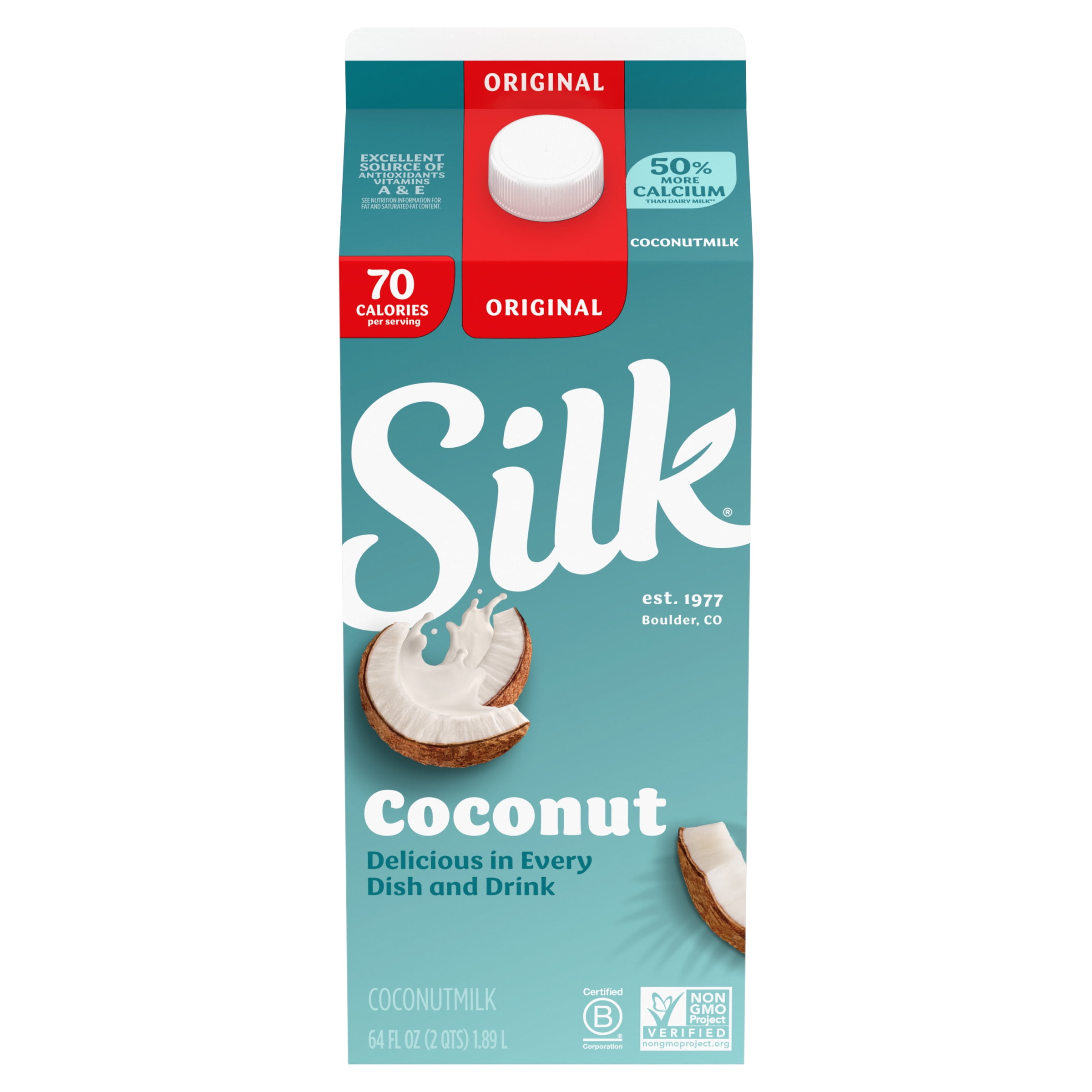 Silk Dairy Free, Gluten Free, Original Coconut Milk, 64 fl oz Half Gallon
