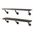 thumbnail image 1 of 36 in. x 7.5 in. x 6.75 in. Boulder Black Restore Wood Wall Shelving with Industrial Angled Steel Pipe Brackets, 1 of 9