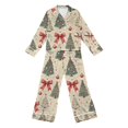 thumbnail image 5 of Funny Christmas Pattern Satin Nightwear Ladies Long Sleeve Button Down Shirt and Pants Suit, 5 of 5