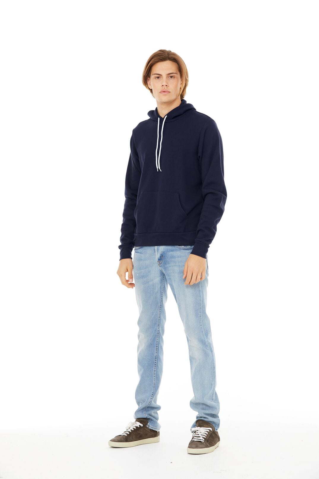 BELLA+CANVAS Adult Pullover Personalized Hoodie, Create Your Own Designs, Navy, XL, Unisex