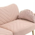 thumbnail image 5 of Velvet Loveseat Sofa Couch with Adjustable Backrest,Upholstered Accent Sofa with 2 Bolster Pillows and Metal Legs,Living Room Sofa Couch for Small Space Office,Pink, 5 of 7