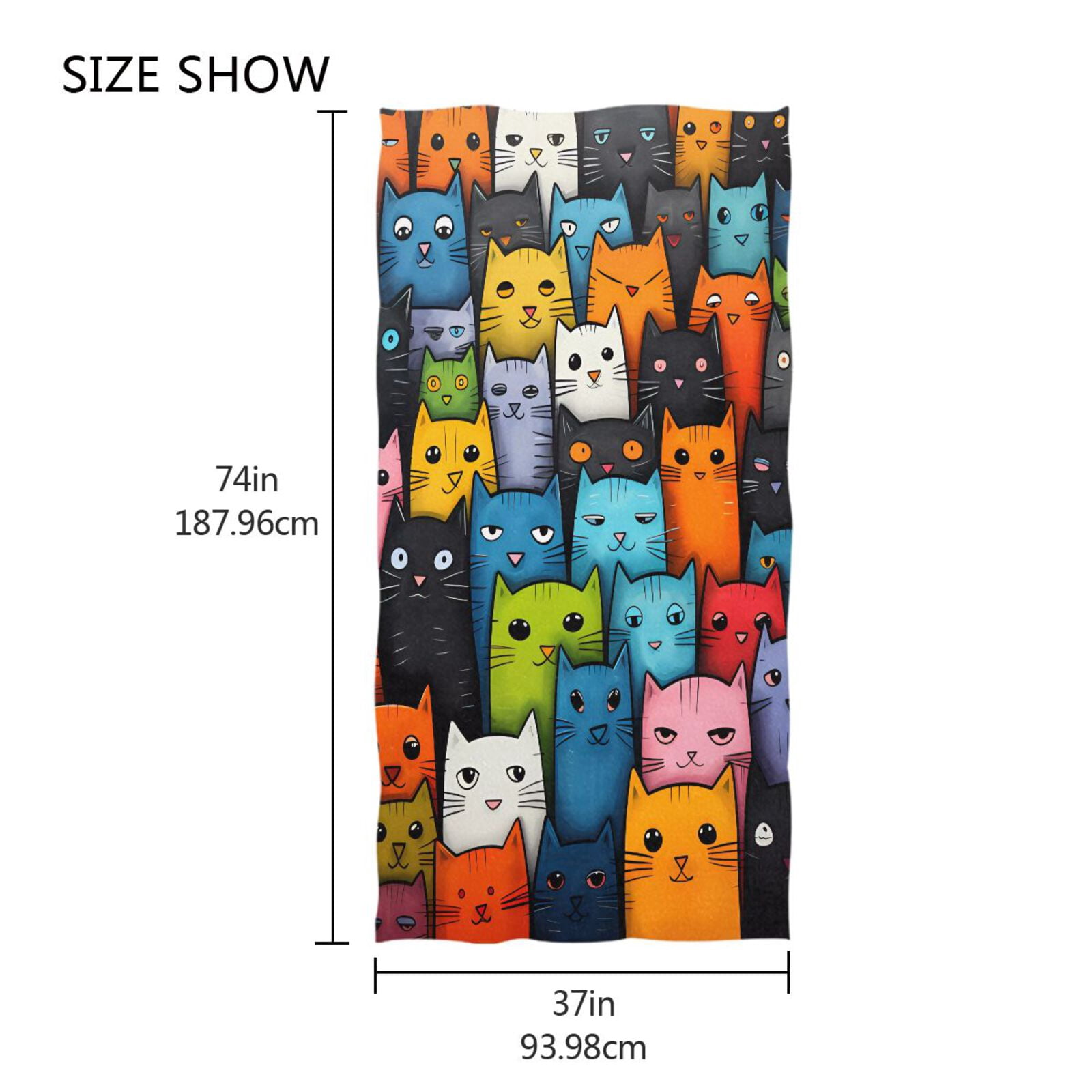 Cats Full Beach Towel Oversized Sandproof Absorbent Quick Dry Towels Adult for Travel Vacation Essentials