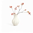 thumbnail image 2 of MMJ Fluted Ceramic Vase Set of 2 Matte Black White Table Centerpiece Home Decor 8.27x5.12x5.12in With Leaves, 2 of 7