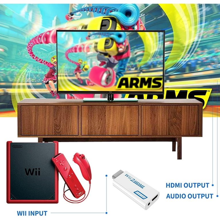Exquisito adaptador Wii Hdmi, Wii a Hdmi 720 / 1080p Hd Converter Adapter  con salida de audio de 3,5 mm, Wii 2 Hdmi Converter para Wii Monitor Beamer  TV