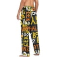 thumbnail image 6 of Men's Pajama Pants with Pockets Sleepwear Lounge Pants Stretch Casual Happy Halloween White Black Yellow Orange Letters, 6 of 7