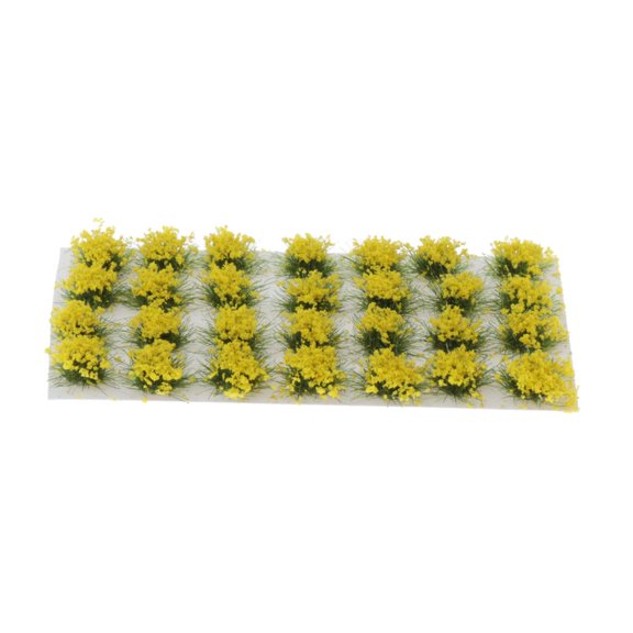 28 Pieces Static Grass Tuft 8mm Self Adhesive Flower Tufts Grass Railway Artificial Grass Modeling Wargaming Model - Yellow, as described