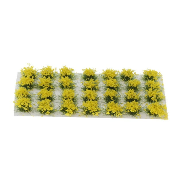 Tachiuwa 28 -Packs 8mm Model Static Grass Powder Fake Flower Tufts for Miniature Terrain Yellow