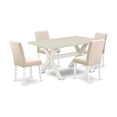 thumbnail image 2 of East West Furniture X-Style 5-piece Wood Dining Table Set in Linen White, 2 of 6
