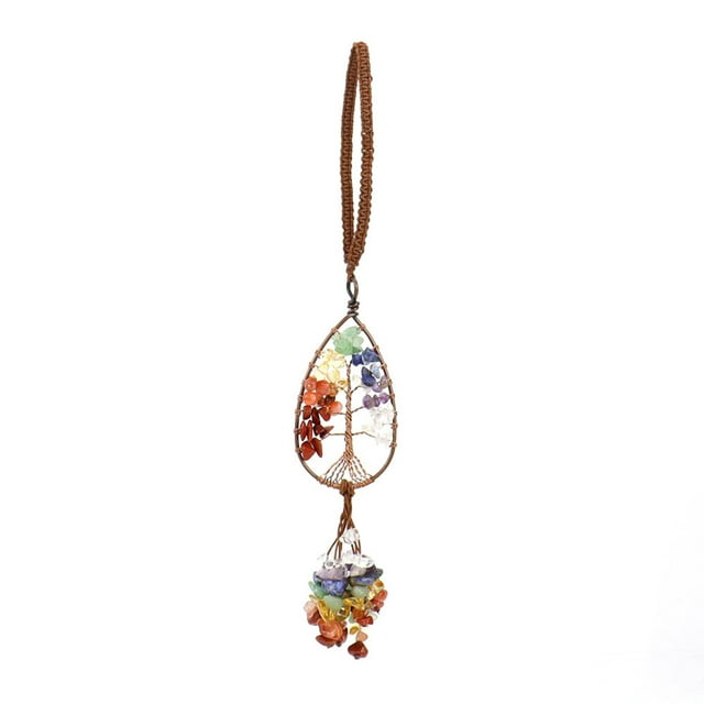 Árbol de Cristal de la Vida Mano Tejido Cristal de Color, Piedra Aplastada, Árbol de la Vida, Coche Colgante, Interior Colgante Cristales Colgantes para la Decoración
