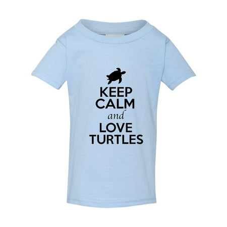 

Keep Calm And Love Turtles Tortoise Animal Lover Shell Funny Toddler Kids T-Shirt Tee