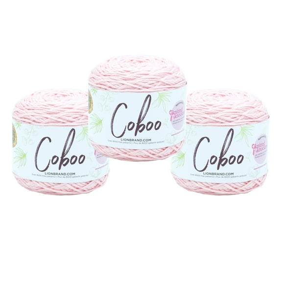 Lion Brand Yarn Coboo Pink Light Cotton, Bamboo Yarn 3 Pack