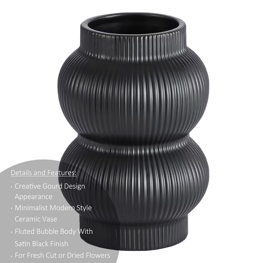 Home Décor Collection Sterling & Noble Home Black Ceramic Bubble Design 7.09" Tabletop Vase