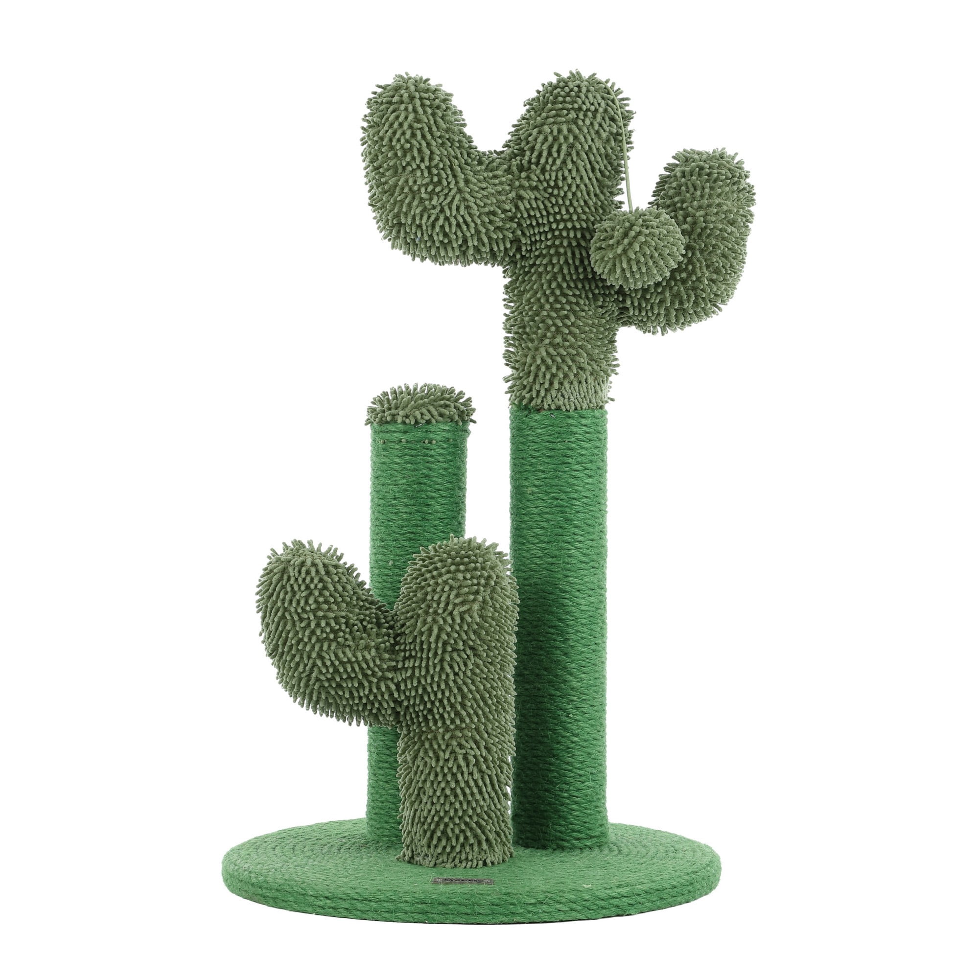 THE LICKER STORE Marfa 21.5" Modern Jute Triple-Cactus Cat Scratching Post with Fuzzy Toy, Green, CTR1008A