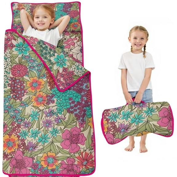 Pioneer Flower Floral Print Pattern Toddler Nap Mats for Kids Preschool,Sleeping Mat Bag or Kids,Toddler Sleeping Bag,Toddler Nap Mat or Daycare