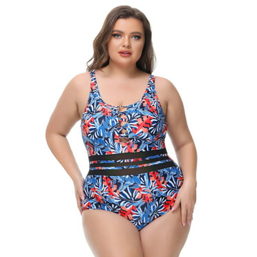 Swimsuits For All Women's Plus Size Fringe Bandeau One Piece 