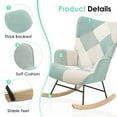 thumbnail image 3 of EBQOSK Accent Rocking Chair, Mid Century Fabric Rocker Chair with Wood Legs and Patchwork Linen for Livingroom Bedroom Blue, 3 of 7