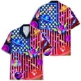 thumbnail image 5 of Neon American Flag Bowling Hawaiian Shirt For Men Patriotic Independence Day Mens Hawaiian Shirts Short Sleeve Button Down, 5 of 7