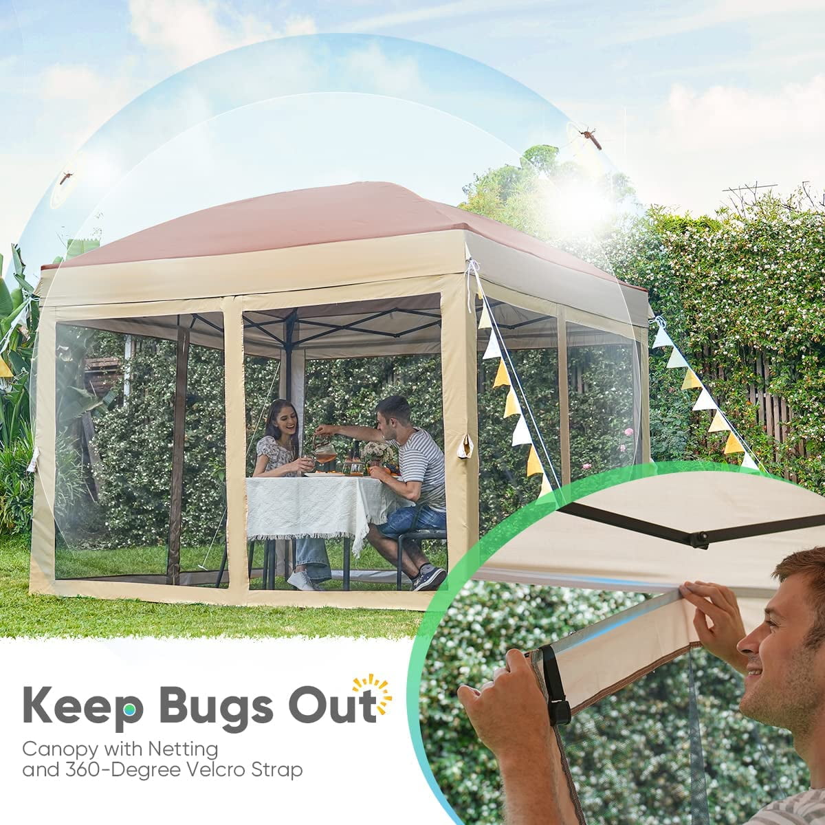 Quictent 6.6'x6.6' Pop-Up Canopy Tent with Netting, 4