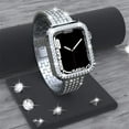thumbnail image 2 of Compatible With Apple Watch Band 40mm 41mm 38mm 45mm 44mm 42mm + Case, Women Jewelry Bling Diamond Metal Strap with Diamond Case (without screen protector) for iWatch Series 7 SE 6 5 4 3, 2 of 10