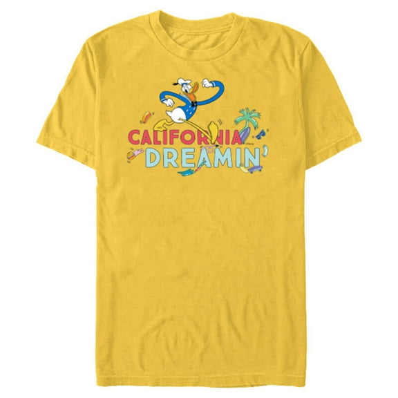 Disney Donald Duck California Dreamin’ - Short Sleeve Blended T-Shirt for Adults - Customized-Yellow