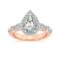 IGI Certified 1 Carat Pear Shape Lab Grown Diamond Engagement Ring | 14K Rose Gold |Micaela Halo Diamond Ring | FG-VS1-VS2 Quality Friendly Diamonds