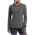 thumbnail image 2 of Nmnitkp Women's UPF 50+ Sun Protection Hoodie, Cooling Long Sleeve UV Shirt with Pockets, Thumbholes & Watch Holes, Lightweight Quick Dry Sun Top for Hiking Running Gray,M, 2 of 9