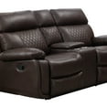 thumbnail image 3 of Contemporary Plush Faux Leather Upholstered Living Room Reclining Loveseat, Brown, 3 of 5