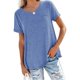 thumbnail image 1 of Pntutb Moda Mujer Camiseta de manga corta suelta Cuello redondo Color sólido tops Pntutb Pntutb-3983, 1 of 3