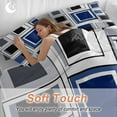 thumbnail image 3 of Space Design Sense Duvet Cover Set Full Size Grey Blue Line Suqare Abstract Stitching Soft Lightweight Comforter Covers 4 Piece Bedding Set with 1 Duvet Cover 1 Bed Sheet & 2 Pillow Shams, 3 of 8