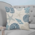thumbnail image 4 of 16x16 Pillow Covers Set of 2, Blue Coastal Square Throw Pillow Covers for Couch/Sofa/Living Room, Shell Starfish Coral Nautical Summer Beach Rustic Decorative Soft Pillowcases for Couch, 4 of 7