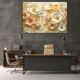 thumbnail image 5 of Mudket Champagne White Flower with Gold Accents Canvas Wall Art, Framed Floral Print, Ready to Hang Wall Decor for Living Room Bedroom, Luxury Artwork - 12"L x 8"W, 5 of 10